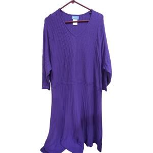 Women's royal purple long sleeve v-neck sweater dress by Koret plus size 3X